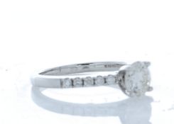 18ct White Gold Single Stone Prong Set With Stone Set Shoulders Diamond Ring (0.70) 0.90 Carats