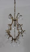 Vintage French Crystal and Gilt Metal Chandelier