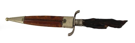 Dagger With Deers Foor Handle In Leather Scabbard