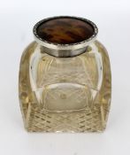 Fine Antique Large Cut Glass Silver Mounted Inkwell