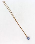 Russian Blue Guilloche Enamel 14ct Gold Egg Pendant On 9ct Gold Chain