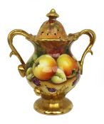 Coalport Hand Painted Fruit Pot Pourri By Michael Bates