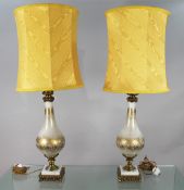 Pair of Venetian Brass Mounted Bejewelled Glass Table Lamps