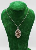 Diamond & 14ct Gold Oval Locket On Chain