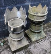 Pair of Castellated Terracotta Chimneys