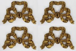 Set of 4 Vintage Gilt Bow Ribbon Wall Decoration Hanging