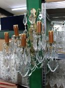 Pair of Vintage French Crystal & Brass Wall Lights