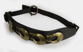Antique Horse Brass On Leather Belt