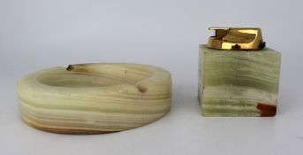 Vintage Onyx Ash Tray & Table Lighter