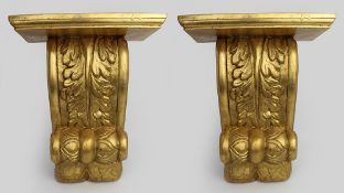 Pair of Vintage Carved Giltwood Wall Brackets Corbels