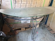 Glass / Metal Consul Table. Oval
