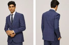 John Lewis & Partners Windowpane Tailored Suit Jacket, Blue, 46R