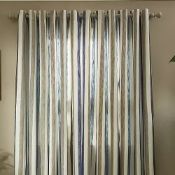 John Lewis Penzance Stripe Pair Lined Eyelet Curtains, Blue, W228 x Drop 137cm