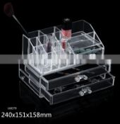 Cosmetic Organizer Clear Acrylic Makeup 2 Drawers Holder Case Box Jewelry Storage LX-8279