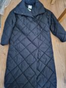 John Lewis Longline Diamond Quilted Coat, Navy, 8