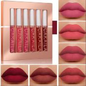 6Pcs Long-Lasting Matte Liquid Lipstick Set - 24Hr Waterproof, Smudge-Proof, Dark Red Shades