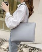 Brand New Ladies Grey Leather Saffiano Tote Bag RRP £49.99