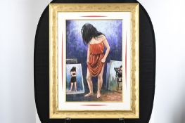 Anthony Orme Painting Lady In Red Dress