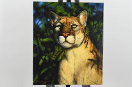 Mountain Lion Painting by English Artist Terence Vickress