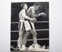 Muhammad Ali v Brian London black & white photograph with original signatures.