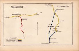 Andoversford Glos / Winchester Hampshire Antique Railway Diagram-132. Measuring Approx 9.5 x 6 (...