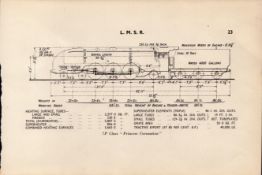LM.S.R. Railway Princess Coronation Detailed Drawing Diagram 85 Yrs Old Print.