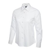 Uneek Ladies Poplin Long Sleeve Shirt White Size S