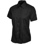 Ladies Short Sleeve Shirt Poplin Black L/36