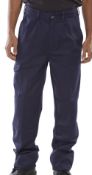 Beeswift Super Click Heavyweight 9oz Work Trousers Navy Size 30