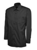 Uneek Black Long Sleeve Poplin Shirt Mens 14.5