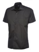Uneek Mens Poplin Short Sleeve Shirt Black Large