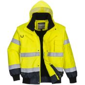 Portwest Hi-Vis 3in1 Bomber Jacket Yellow/Navy Size S