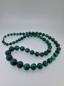 Graduated Malachite Beaded Necklace