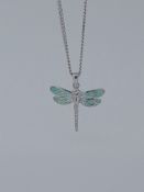 Nicole Barr Silver Enamelled Dragonfly Pendant
