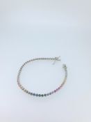 Silver Bezel Set CZ Rainbow Bracelet