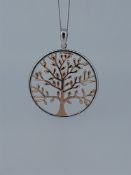 Silver and Rose Gold Plated, Tree of Life Pendant and Chain