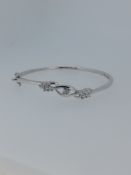 Silver CZ Set Hinged Bangle