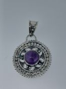 Celtic Silver and Amethyst Statement Pendant