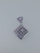 Nicole Barr Silver Enamelled Pendant Set With Amethyst