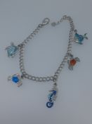 Nicole Barr Silver and Enamelled Ocean Theme Charm Bracelet