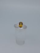 925 Silver Ring Set With Oval Cut AAA Citrine