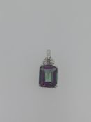 Silver Stamped 925 Mystic Topaz and CZ Set Pendant