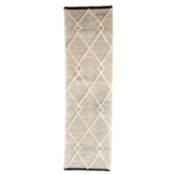 Cream & Black Diamond Pattern Runner Wool Rug (60 x 230cm) RRP - £164
