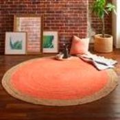 Milano Soft Jute Rug with Blood Orange Centre - 200cm Diameter RRP - £300