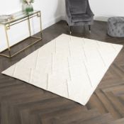 Cream Diamond Pattern Large Wool Rug RRP - £460