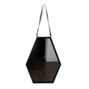 Hexagon Black Metal Mirror with Leather Strap RRP - £140