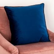 Blue Piped Velvet Cushion RRP - £40