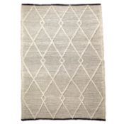 Cream & Black Diamond Pattern Large Wool Rug RRP - £204