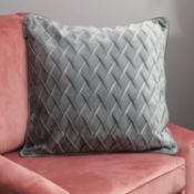 Diamond Pattern Grey Velvet Cushion - Feather Filled RRP - £60