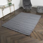 Large Knitted Grey Wool Rug RRP - £260